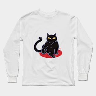 Black cat with ATTITUDE Long Sleeve T-Shirt